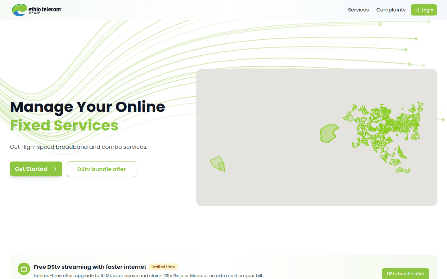 Ethio telecom fixed services portal home page